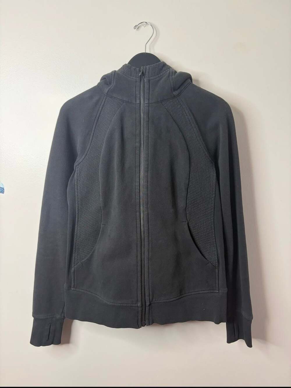 Lululemon Scuba Full Zip Hoodie Black Ribbed Panel